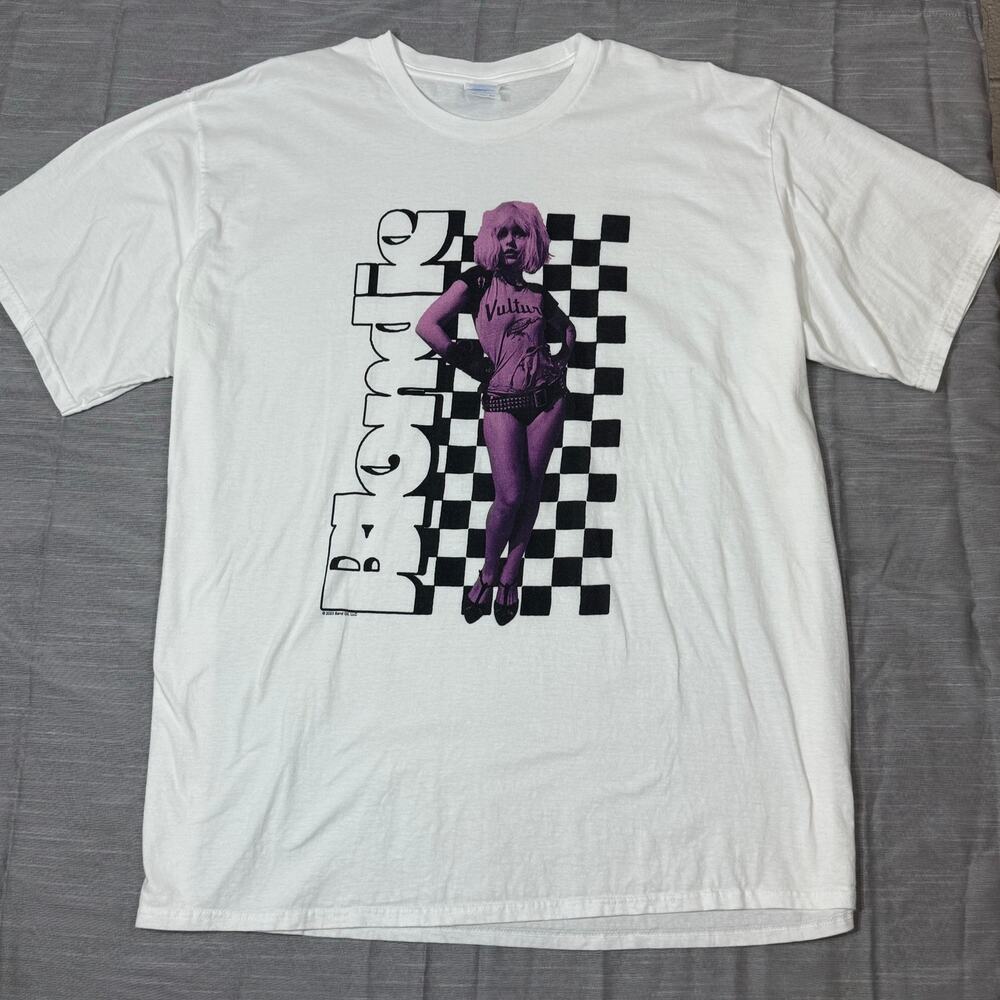 Women’s 3XL Blondie Checkerboard Graphic Tee – White – 100% Cotton Band Shirt
